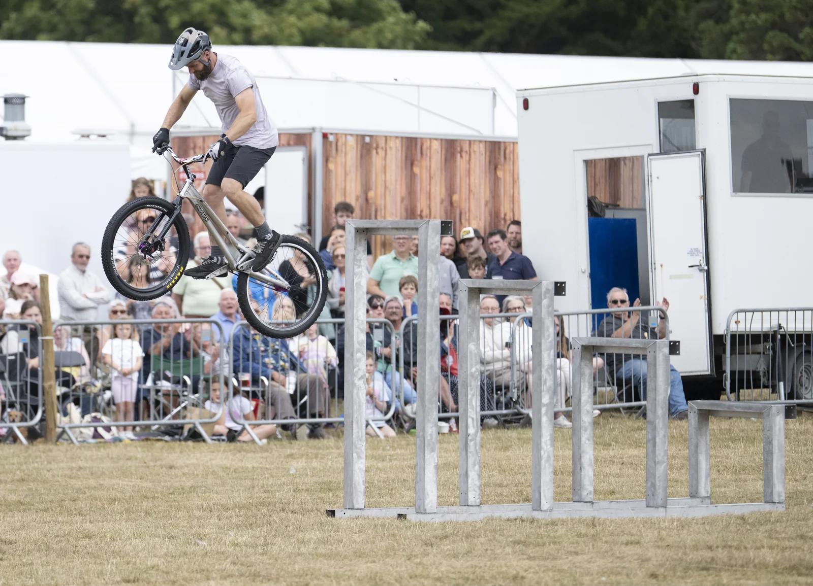 3SIXTY bicycle stunt rider performing before a crowd at a showground